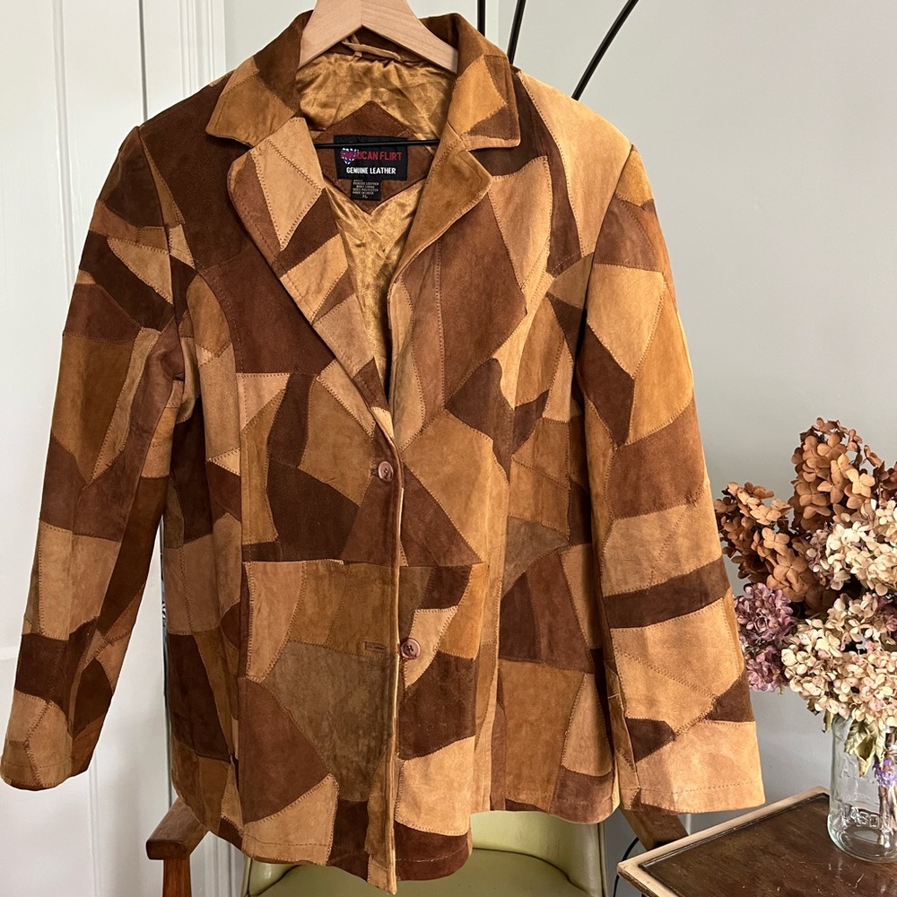 Patchwork Suede Jacket - Brown